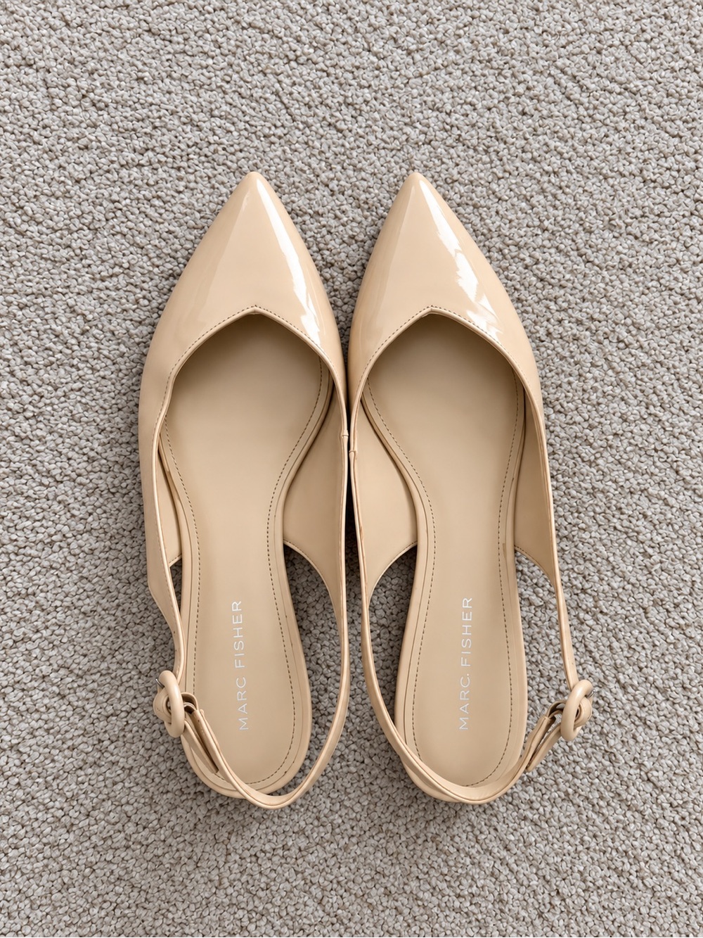 Marc Fisher Nude Patent Pointed Slingback Flats